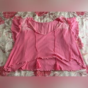 Free People Pink Embroidered Tassel Women’s Crop Top